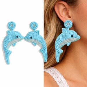 🐟 Beaded Handmade Earrings oversized